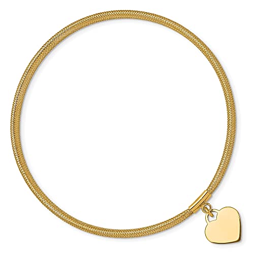 14K Yellow Gold Heart Stretch Mesh Bracelet Adjustable Wrap Love Fine Jewelry For Women Gifts For Her #TOP1