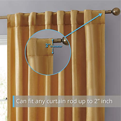 HLC.ME Lopez Velvet Premium Soft Light Filtering Back Tab Rod Pocket Window Treatment Curtain Drapery Panels for Bedroom & Living Room - Set of 2 Panels (54 x 96 inches Long, Gold) by HLC.me - Image 3