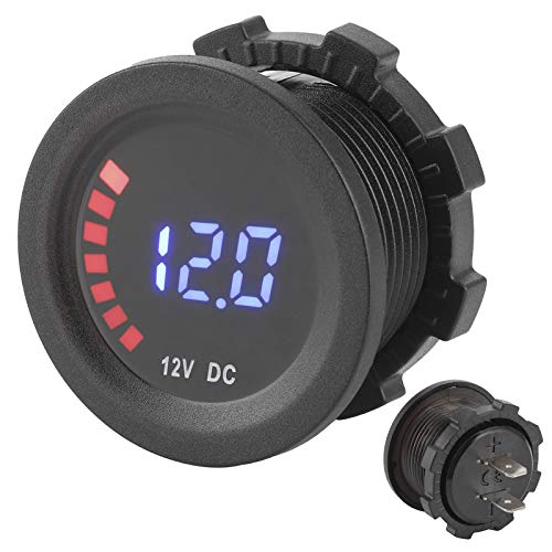 Ejoyous Miernik Napięcia Wyświetlacz LED Woltomierz DC 12V 5 do 24V Wodoodporny 3-cyfrowy Ekran do Montażu na Panelu Wskaźnik Akumulatora Samochodu Łódź Marine ATV UTV (bez panelu)