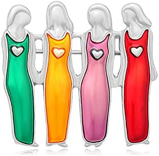 Enamel Four Sisters 4 Best Friends Brooch Pins Family Brooch