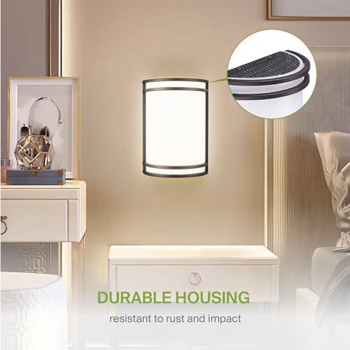 Image of ASD Indoor LED Wall Sconce Lights - 10 Inch 15W Bronze Modern LED Wall Sconces Hardwired - ETL Dimmable 3000K 4000K 5000K Adjustable Sconce Light Fixture for Bedroom, Hallway
