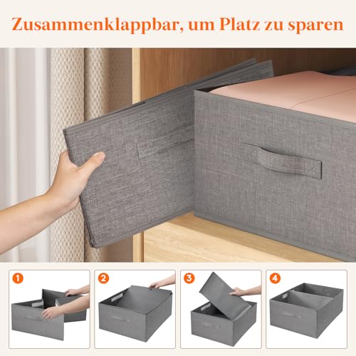 Lifewit Groß 2er Set Aufbewahrungsboxen, 50 x 40 x 20 cm Faltbarer Schrank Aufbewahrungskorb mit EntfernbareTrennwand, Stoff Kleiderschrank Organizer -Aufbewahrung Boxen für Kleidung, Hosen, Socken