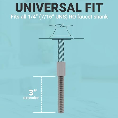 Metpure RO Faucet Shank Extension. 3" Long x 1/4" COMP (7/16" UNS). For Water Filtration Faucet Threaded Stem Extension Adapter for Thick Countertops. Chrome Plated. Includes Rubber Gasket Seal. by Metpure - Image 8