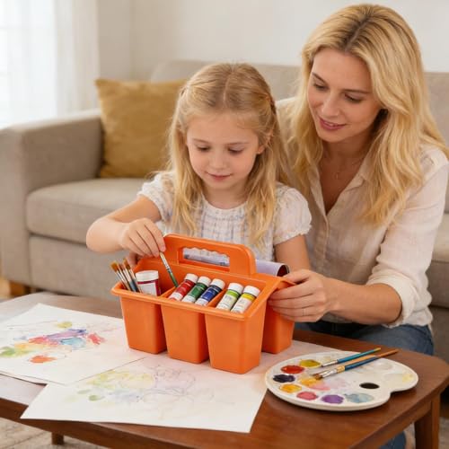Cesta de almacenamiento de escritorio compartimentada para lápices de colores 3