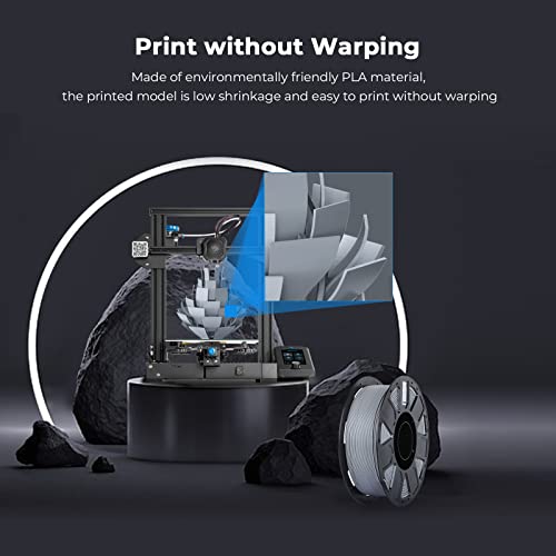 Image of Creality PLA Filament 1.75mm, Tough and Durable 3D Printer Filament with + /-0.02mm Accuracy, Smooth Printing 1KG Spool, Grey
