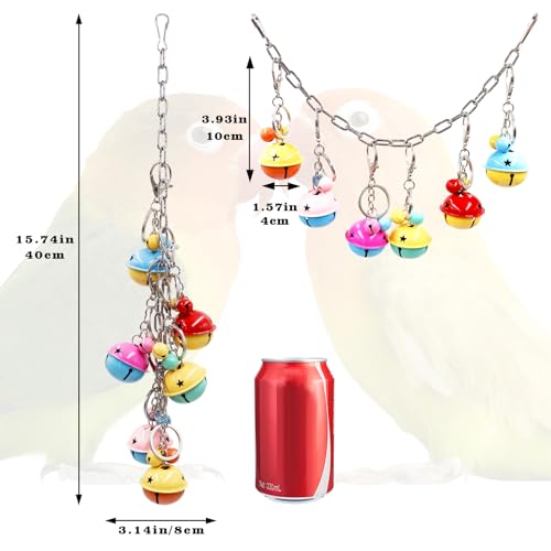 Image of Bird Toys, Bird Swing with Metal Coloful Bells, Bird Cage Accessories, Parakeet Toys, Parrot Toys for Budgie, Lovebird, Parakeet, Cockatiel, Quaker, Caique, Small to Medium Birds