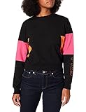 FILA Damen Women PARASTU Cropped Crew Sweat Sweatshirt, Black-Beetroot Purple-Mandarin orange, M