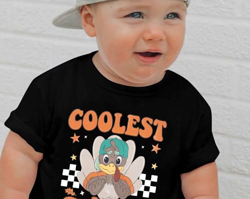 LOTUCY Thanksgiving Toddler Boys Shirt Cutest Turkey at The Table Shirt Retro Thanksgiving Fall Holiday T-Shirt2