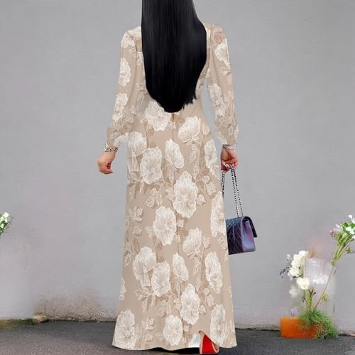 Image of PinkPatty Women's Long Sleeve Maxi Dress Plus Size Trendy Wedding Guest Dress with Pockets&Belt