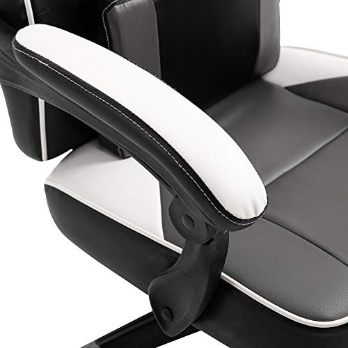 Vinsetto Gaming Chair Ergonomic Recliner w/Thick Padding Footrest Headrest Lumbar Pillow 5 Wheels Racing Swivel Height Adjustable Home Office Chair Grey