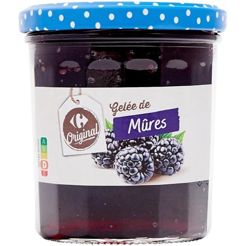 Gelée de mûres Carrefour Original en pot de verre 370 g lot de 4 pour petit déjeuner