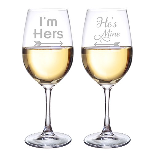 Set de 2 copas de vino I'm Hers and He's Mine