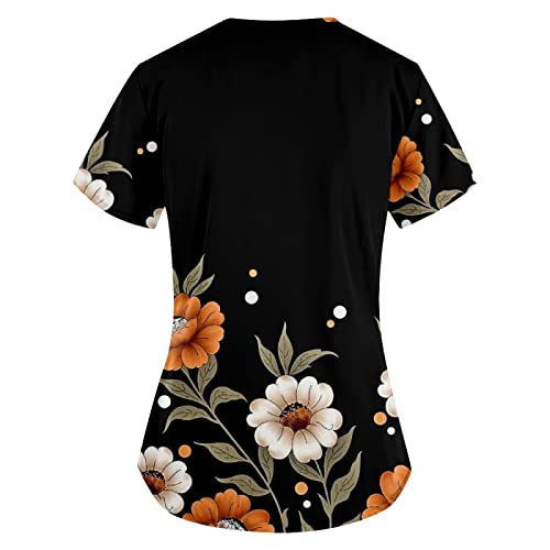OIOLOYJM Printed Scrub Tops Women Short Sleeve V Neck Plus Size Scrubs for Womens Nursing Uniforms Shirts with Pockets