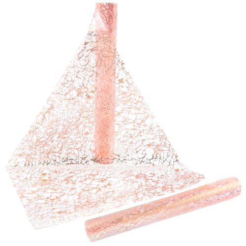 Gentpovth Mode Boho en Organza Rose Chemin de Table, Rose Pailleté Décoration Table Runner, 28 CM x 10 M Ruban Bricolage Organza Rouleau, décoration de Table pour...