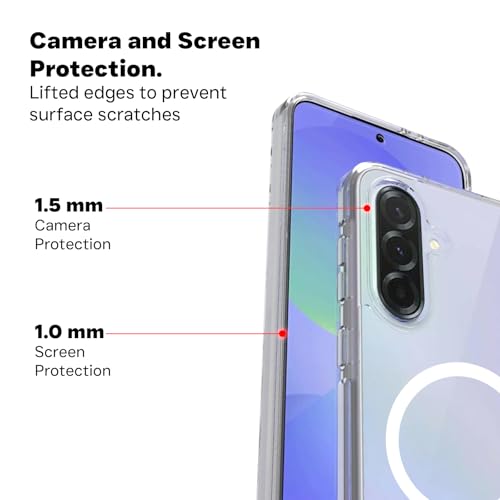 Image of RIGGEAR Shockproof Clear Hybrid Armor Magnetic Back Cover Case Compatible with MagSafe Accessories for Samsung Galaxy A36 5G (Clear PC+ Transparent TPU Bumper)