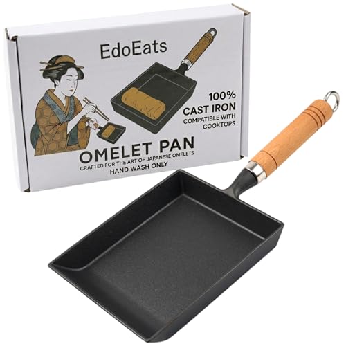 EdoEats Pre-Seasoned Cast Iron Tamagoyaki Pan Japanese-Style Omelet Pan