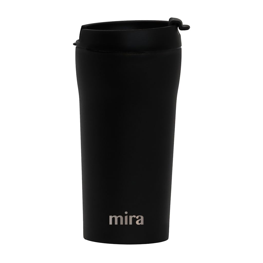 MIRA 12 oz Coffee Travel Mug - Stainless Steel Insulated Tumbler with Leak-Proof Lid - Hot & Cold Cup - Black