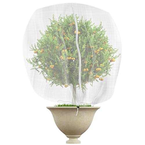 Kikhope 5.9'X5.9' Garden Plant Fruits Protection Netting Covers Bags With Drawstring And Zipper, Insect Bird Barrier Netting Mesh,Plant Cover Netting Bags For Protecting Plant Fruits Citrus #TOP9