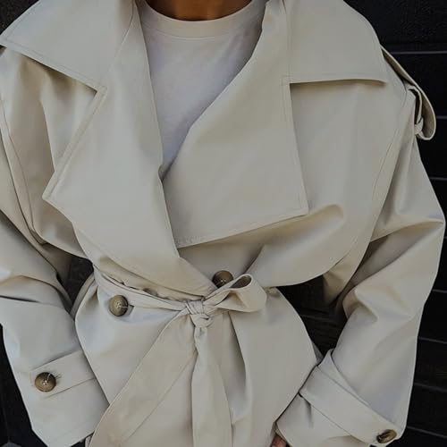 LRF Grey Belted Trench Jacket Oversized Lapel Long Sleeve Outerwear Y2k Trendy Jacket Streetwear2