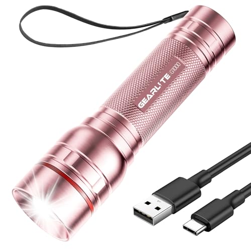 GEARLITE Taschenlampe LED Aufladbar, 2000 Lumen LED Taschenlampe Kinder mit 3 Modi，Zoombare Mini Handlampe mit Langer Laufzeit, IP65 Wasserdicht...