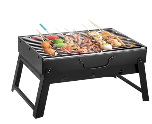 Oceano Barbecue a carbone in acciaio inox bracere richiudibile in metallo portatile bbq da esterno griglia per giardino pic-nic campeggio escursione gita (27x35x20cm)
