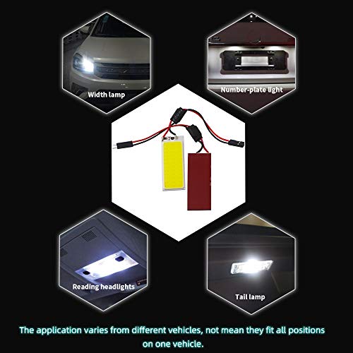 Grandviewtm Super White Energy-Saving Cob 36-Smd Led Panel Dome Light Auto Car Interior Reading Plate Light Roof Ceiling Interior Wired Lamp With T10 / Ba9S / Festoon Adapters-10Pcs #TOP7