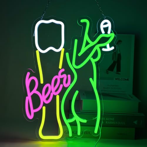 YUEYYNS Beer Neon Sign Bière Enseigne Lumineuse Néon de Dame USB LED Enseigne Néon pour Bar à la Maison Jouer Pub Karaoké Bistro Discothèque Chambre...