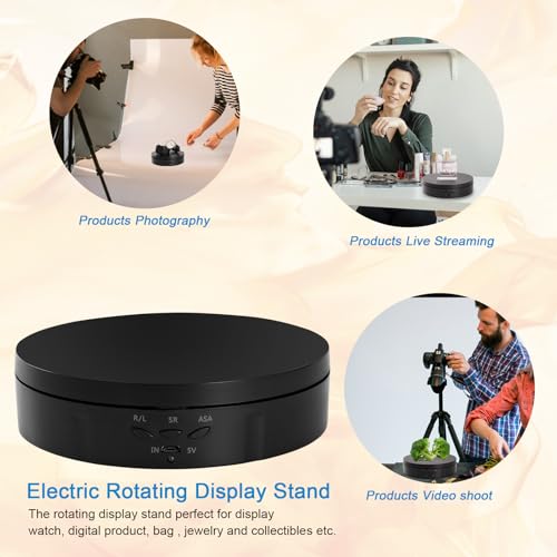 Image of 5.74' Motorized Rotating Display Stand for Jewelry, 360 Degree Electronic Turntable Display Stand with USB Charging Port for Photography Products, 3D Model, Cake