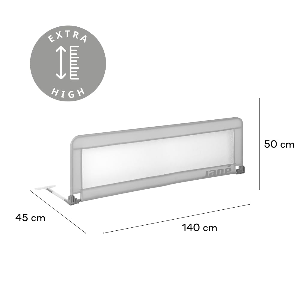 Jané Barrera de Cama Abatible 140 cm, Extra Alta y Transpirable, Plegable con Bolsa de Transporte, Color Gris — view 7