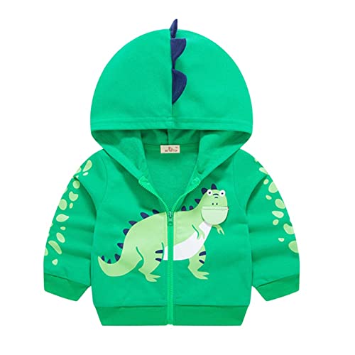 Boys Fall Jacket Kids Toddler Baby Girls Boys Autumn Winter Dinosaur Cartoon Print Cotton Hooded Long Sleeve