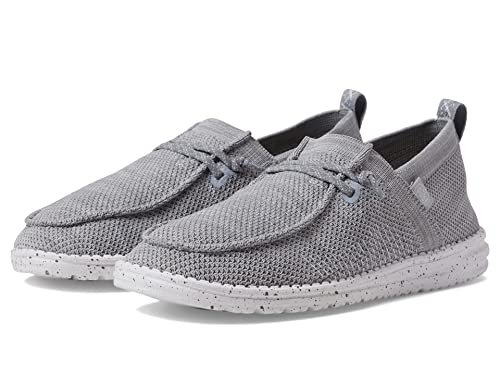 Image of HEYDUDE Women's Wendy Halo Slip On Shoe, Grey Size 9 | Lightweight Casual Loafer with Elastic Laces and Removable Foam Insole