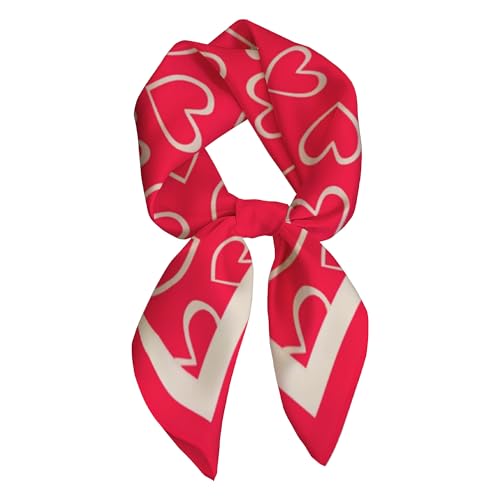 MOLAIGIN Heart Red White Cool Love Silky Scarfs Women Small Square Scarf 22 X 22 Fashion Neck Silk Scarves For Sleeping Handbags Scarf