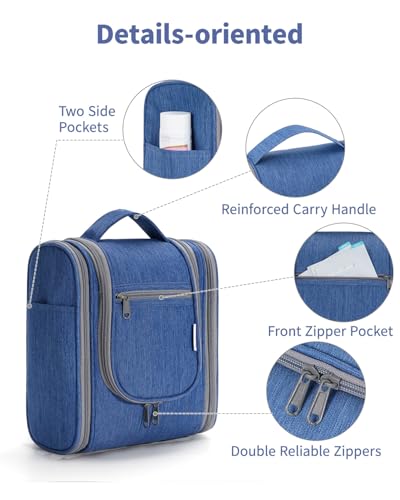 Image of Hanging Travel Toiletry Bag Cosmetic Make up Organizer for Women and Men (Navy Blue)