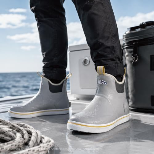 Image of SUREWAY Men's Deck Boots Professional Non-Slip Fishing & Ankle Boating Boot Waterproof Rain Boots, Lightweight Neoprene Rubber Deck Boots