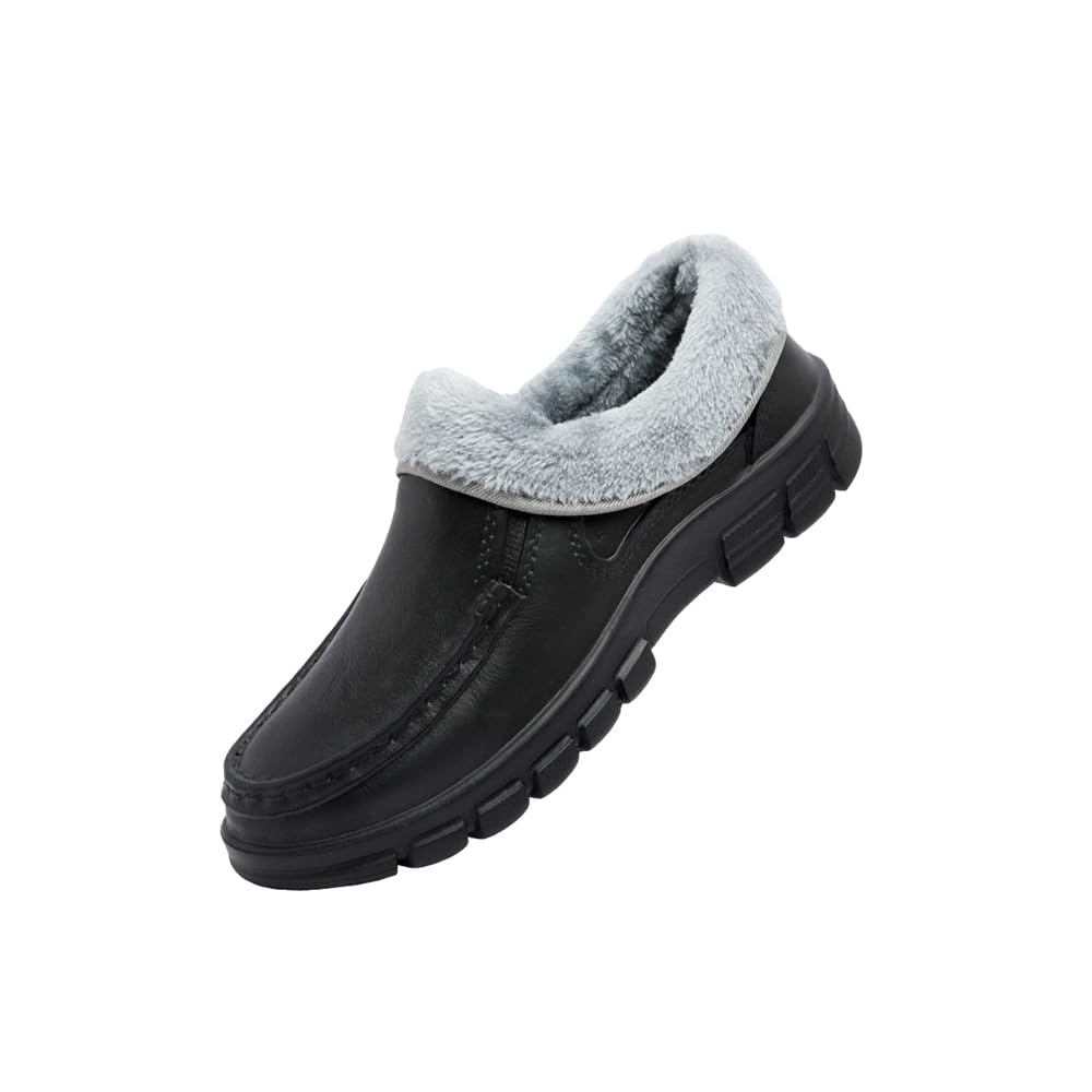 MGGMOKAY Chaussure de Cuisine Clogs Homme Chaussures Jardin Homme Mules Imperméables Chaude Peluche Pantoufles Confortable Intérieur et Extérieur Clogs