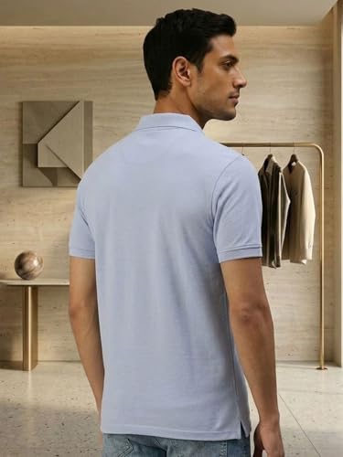Image of Lux Cozi Men's Polo T-Shirt Regular Fit Half Sleeves with Pocket | Cotton Blend Polo Neck Collar T-Shirt for Men | Casual, Office Comfortable Breathable T-Shirt | Stylish Plain Tee