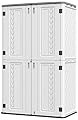 HOMSPARK Storage Shed Weather Resistance, Multi-Purpose Outdoor Storage Cabinet Waterproof, Outdoor Storage Cabinet for Garbage Cans, Lawnmower, Garden Accessories (Off White, Tall shed-53 cu ft)