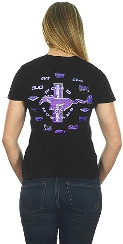 Image of JH Design Women's Ford Mustang T-Shirt's in 3 Styles Short Sleeve Crew Neck Shirts