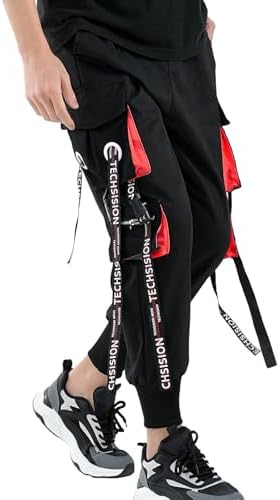 Techwear Trousers Men Cargo Pants Punk Mens Joggers Hip Hop Cloth...