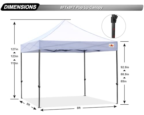 Image of ABCCANOPY Patio Pop Up Canopy Tent 8x8 Commercial-Series (White)