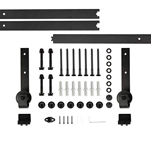 Système de Porte Coulissante, Kit de Rail pour Porte Coulissante, Rail + Roulette, 244 cm (Classique)