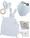 nudu Baby - Geschenkset - Schmusetuch - Lätzchen - Beißring - 100% Baumwolle - Musselin Tuch - Geschenke zur Geburt - Baby Geschenk Junge - Blau