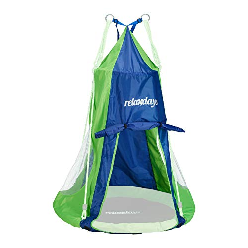 Relaxdays, Azul y Verde, 130 x 90 cm Tienda para Columpio Infantil Nido, Poliéster