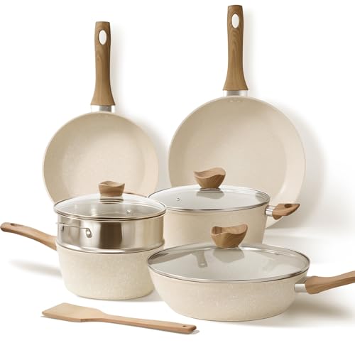 Opiniones y reviews de Bateria de cocina acero inoxidable para comprar online. 44 OSLIFE Batería de Cocina Ceramica de 10 Piezas con Mango Antiquemaduras y Tapa, Juego de Ollas y Sartenes Antiadherentes con Vaporera