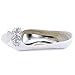ELEGANTPARK Women Peep Toe Pumps Bows Mid Heel Wedges Satin Wedding Bridal Shoes