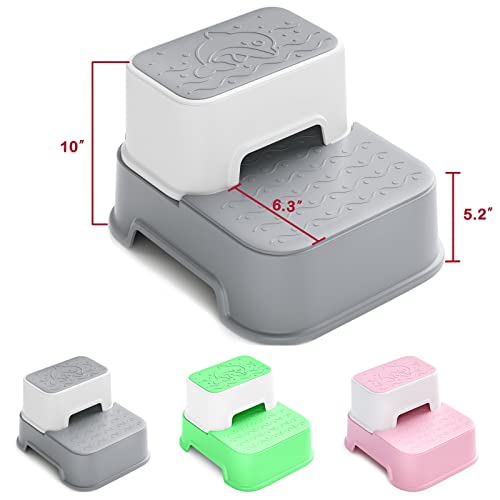 Image of Toddler Step Stool for Bathroom,Kids Step Stool for Potty Training,Toilet Stool, Slip Resistant (Pink, 2 Packs)