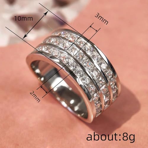White Gold Plated White Cubic Zirconia Three-in-One Engagement Rings Wedding Bridal Band Promise Rings Evening Parties Anniversary Valentine's Day Gifts Eternity Bands for Women3