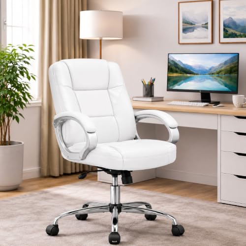 Image of Oakcraft Premium Ergonomic Office Chair - Adjustable Swivel Desk Chair with Lumbar Support & PU Leather Upholstery