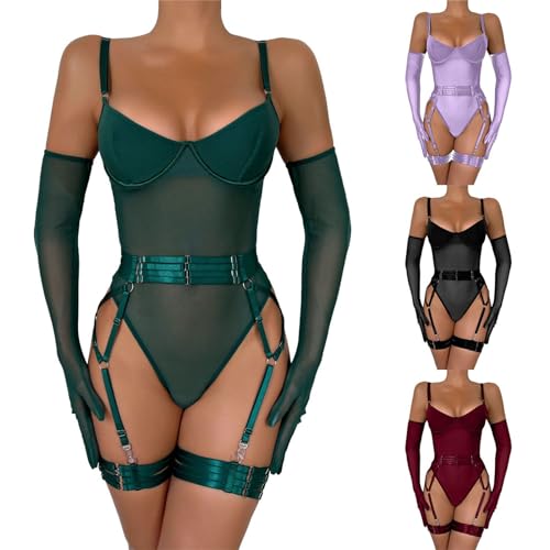 Bodystocking ouvert contre la routine : ensemble lingerie dentelle - 2