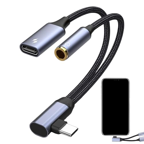 Adaptador de audio USB C a 3,5 mm, adaptador USB C a conector para auriculares | Cargador de adaptador de auriculares multifuncional 2 en 1 | Conversor de auriculares portátil, adaptador auxiliar de